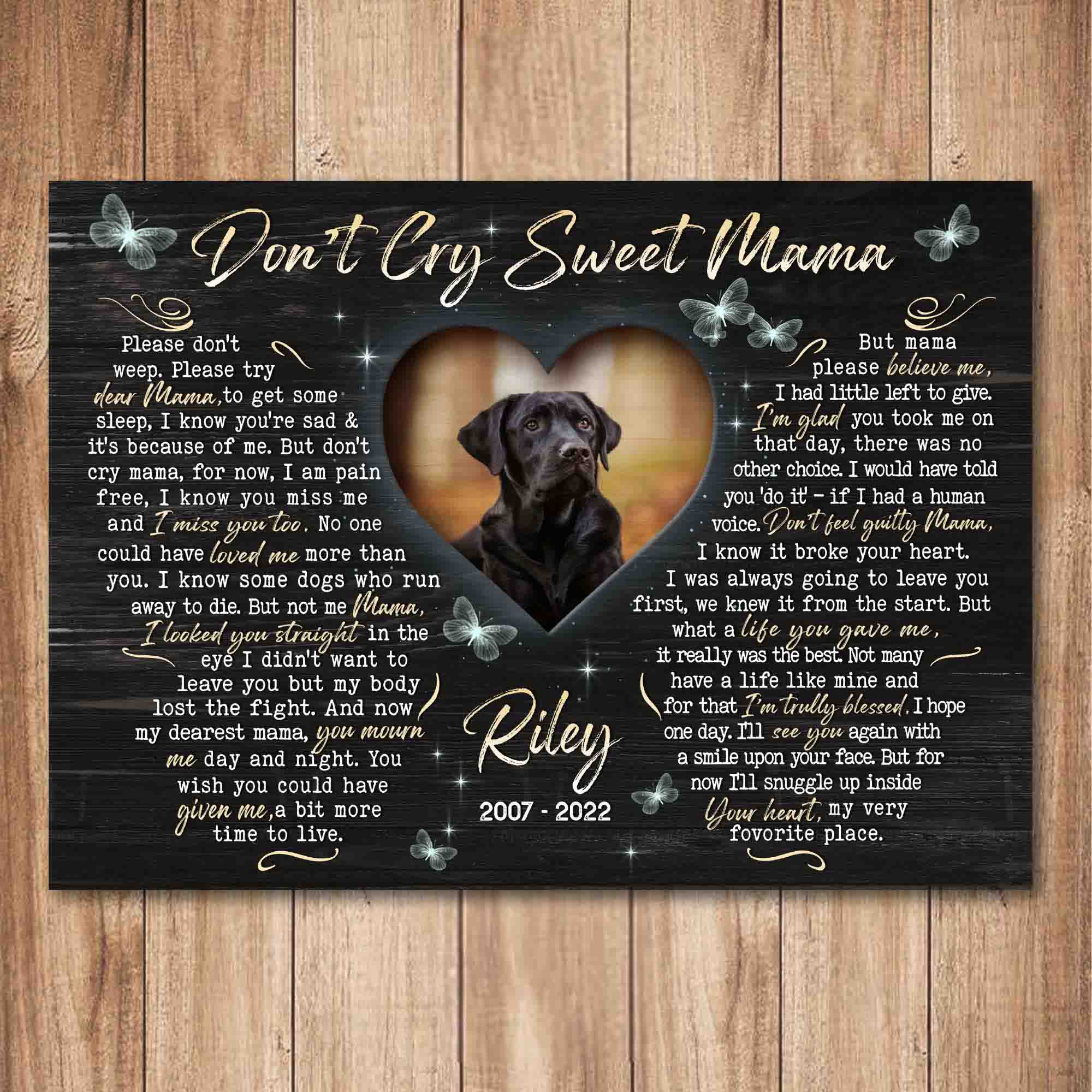 Custom Note Dog Memory Personalized Dog Memorial | Custom Photo Canvas | 8x10 inches, 11x14 ...