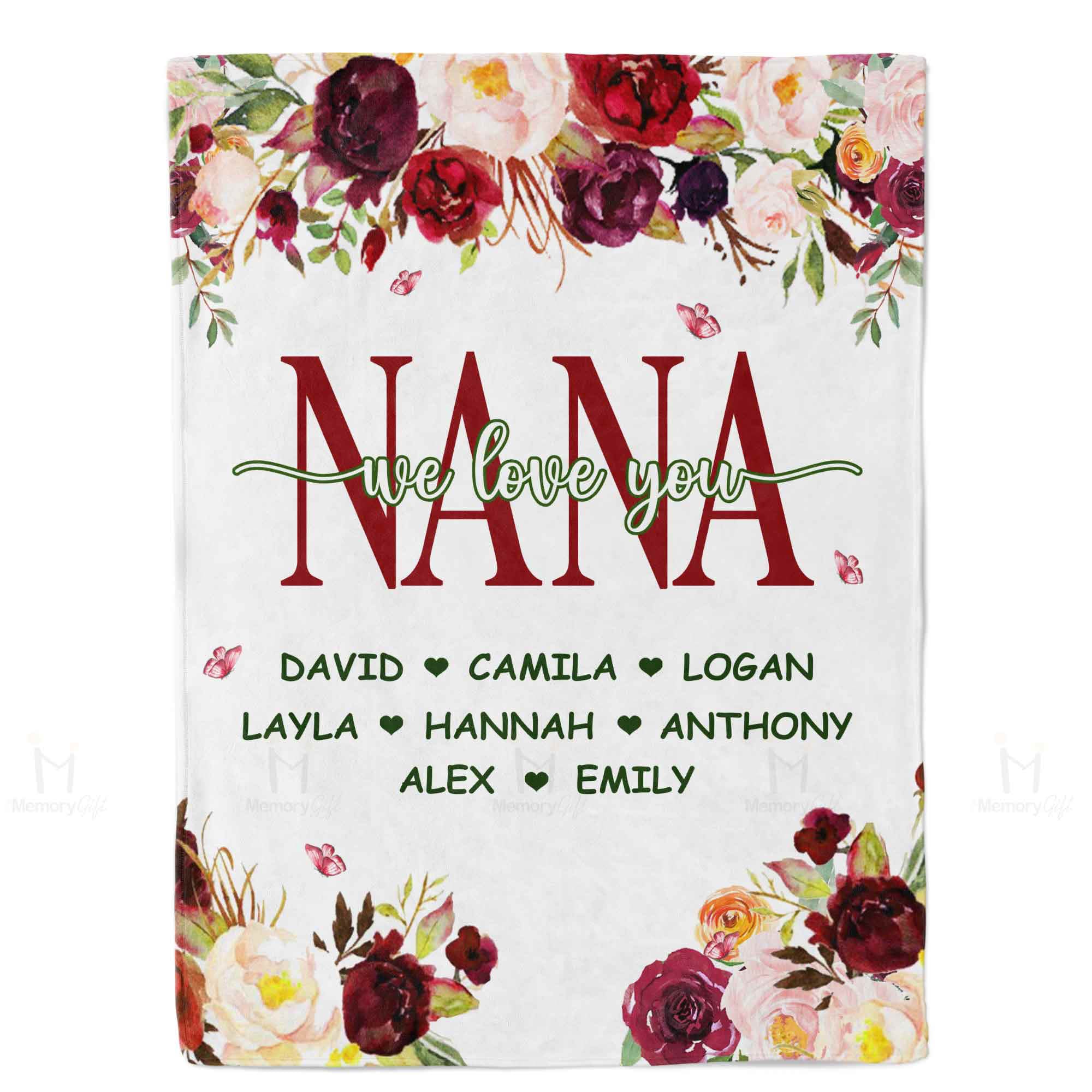 Personalized Nana Blanket With Grandkids Names