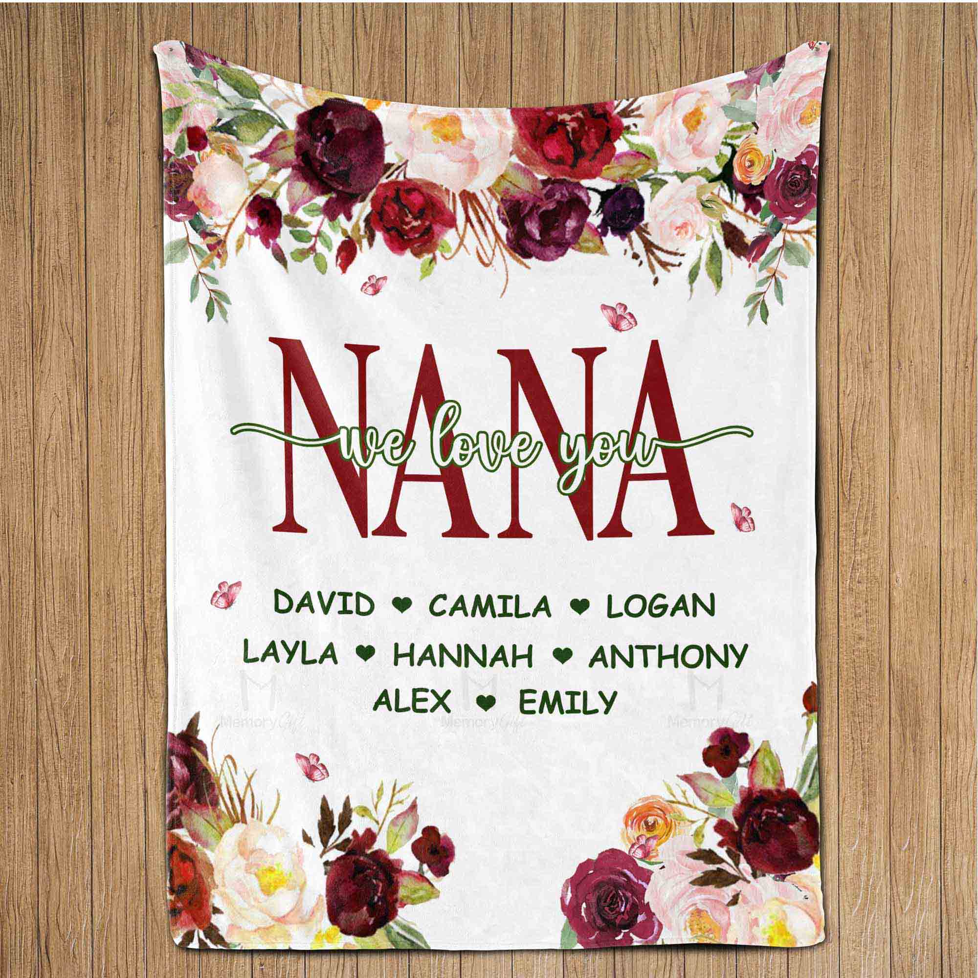 Personalized Nana Blanket With Grandkids Names