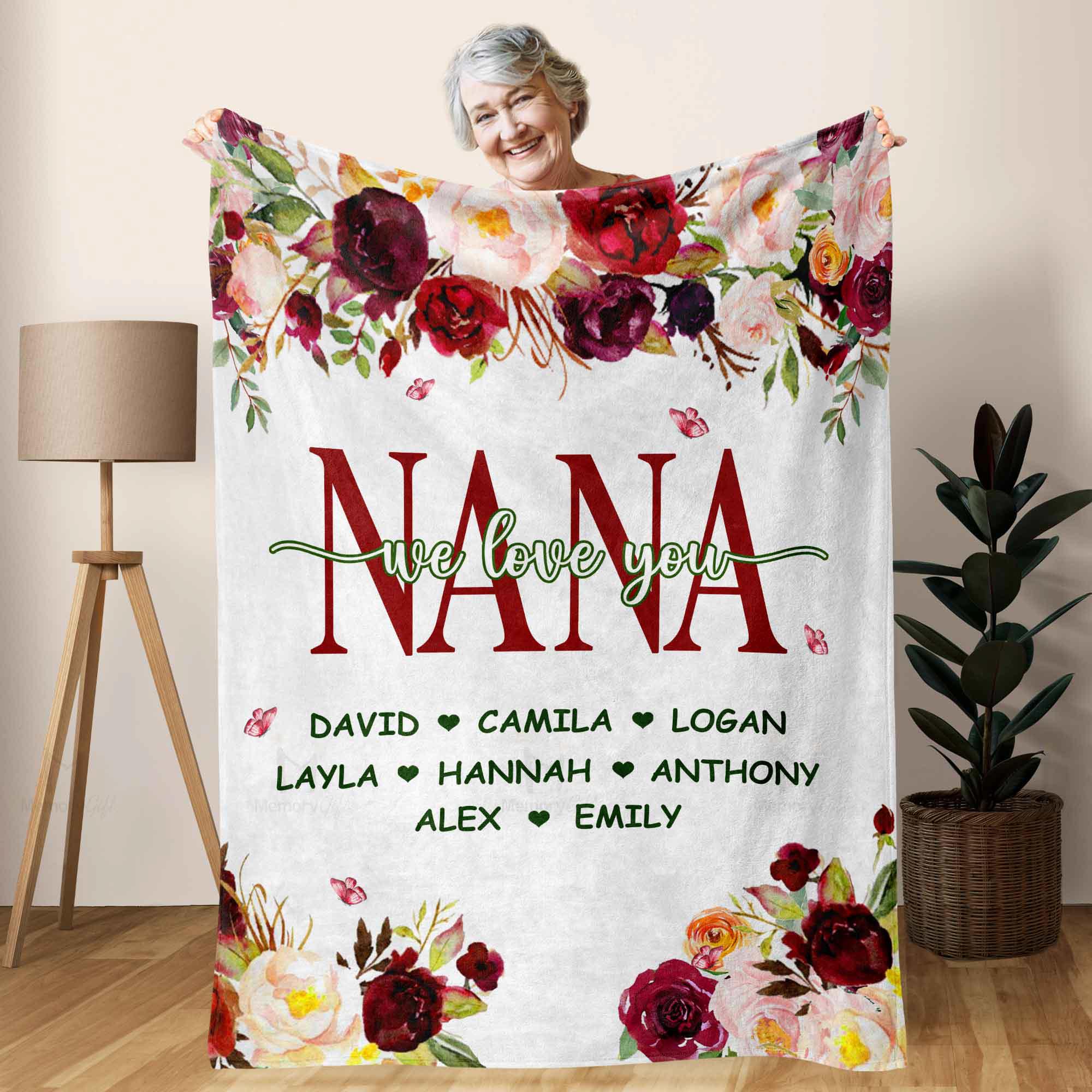 Personalized Nana Blanket With Grandkids Names