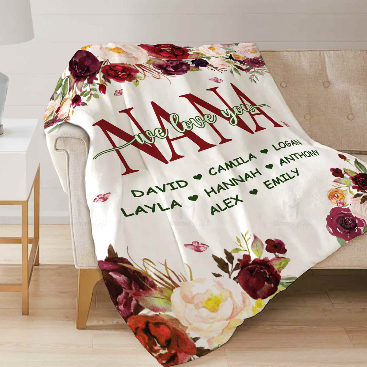 Personalized Nana Blanket With Grandkids Names Mothers Day Gifts For