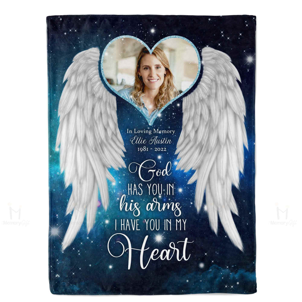 Photo Memory Blanket Daughter Memorial Blue Soft Fleece Throw Blanket 50 inch x 60 inch Size