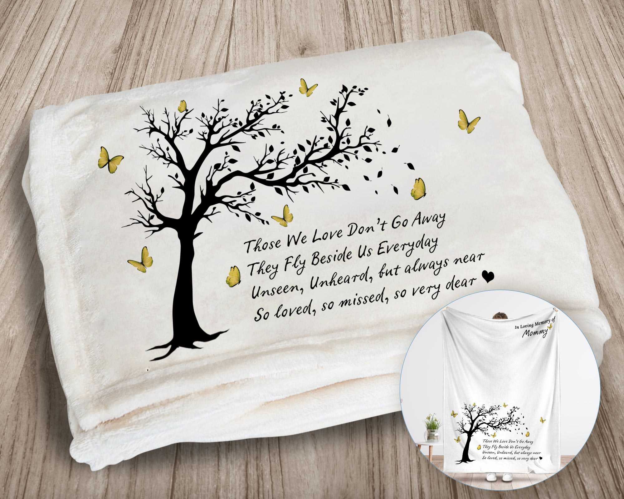 Personalized In Loving Memory Blankets, Memorial Gift For Loss Of Mother, Those We Love Don't Go Away Blanket